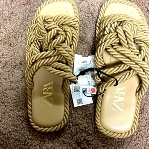 Tan Zara rope sandals